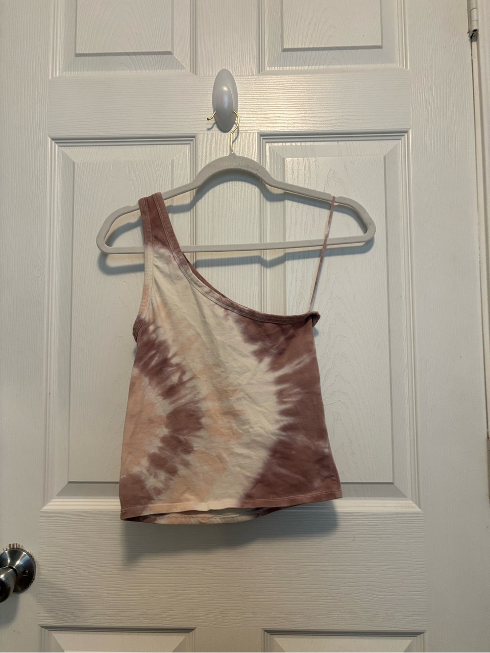 American Eagle Outfitters One-Shoulder Tie-Dye Camisole - Brown & Cream